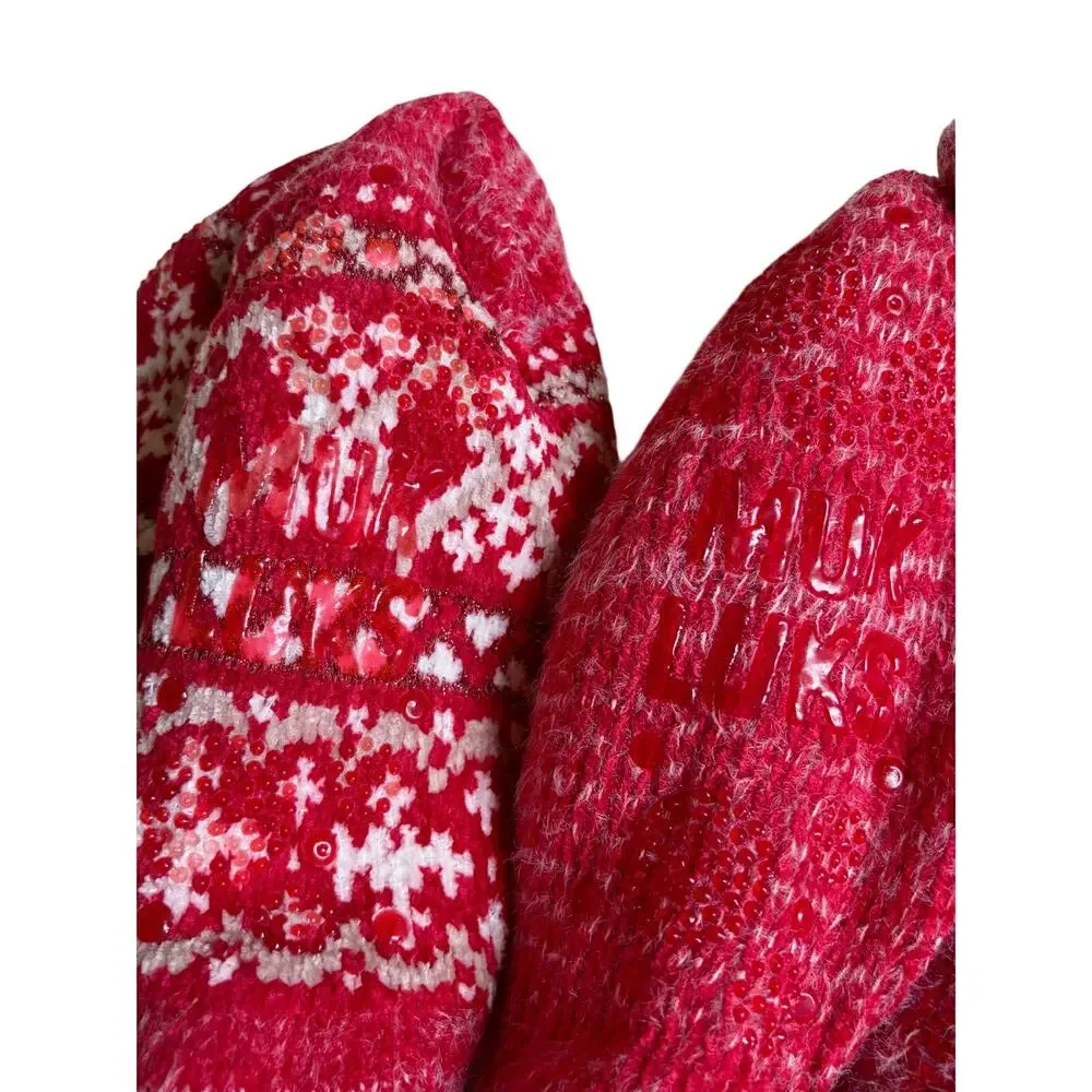 NWT Muk Lucks Women's 2 Pair Pack Chenille Cabin Socks (Red/White)- S/M
